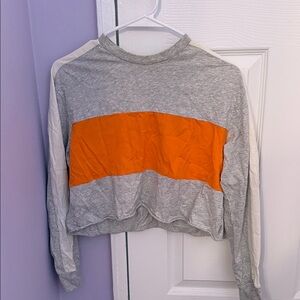 TNA Gray and Orange Long Sleeve Tee